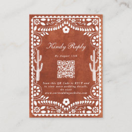 Papel Picado Boda Mexican Terracotta Brown Wedding Informatiekaartje