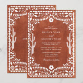 Papel Picado Boda Mexican Terracotta Brown Wedding Kaart (Voorkant / Achterkant)