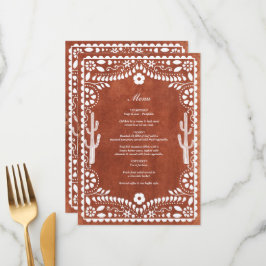 Papel Picado Boda Mexican Terracotta Brown Wedding Menu
