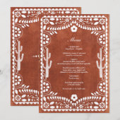 Papel Picado Boda Mexican Terracotta Brown Wedding Menu (Voorkant / Achterkant)