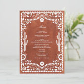 Papel Picado Boda Mexican Terracotta Brown Wedding Menu (Staand voorkant)