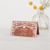 Papel Picado Boda Mexican Terracotta Brown Wedding Plaatskaartje (Achterkant)