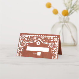 Papel Picado Boda Mexican Terracotta Brown Wedding Plaatskaartje