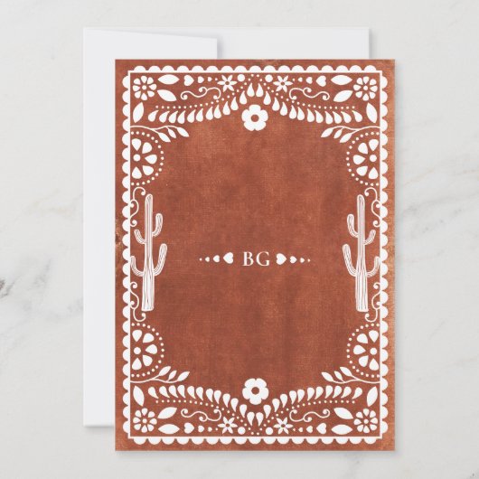 Papel Picado Boda Mexican Terracotta Brown Wedding Save The Date (Achterkant)