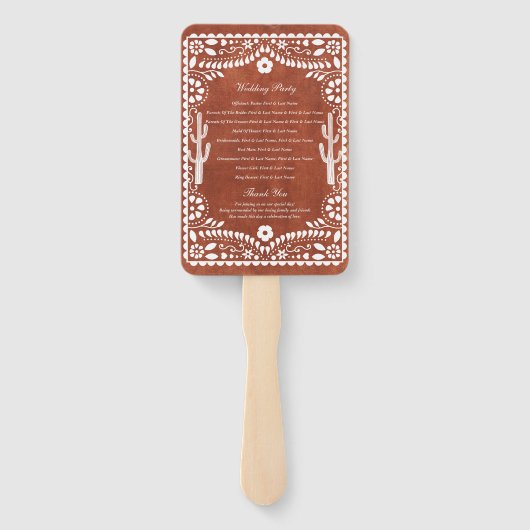 Papel Picado Boda Mexican Terracotta Wedding Handwaaier (Achterkant)