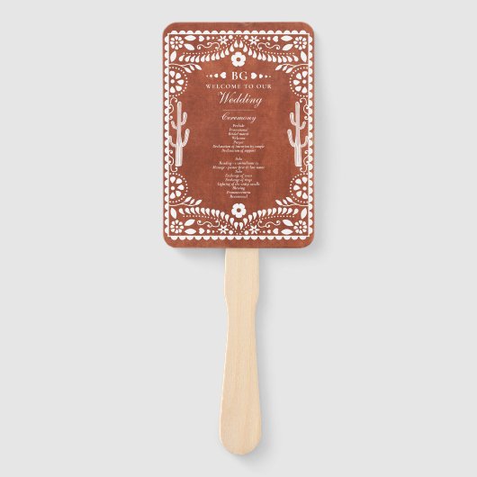 Papel Picado Boda Mexican Terracotta Wedding Handwaaier (Voorkant)