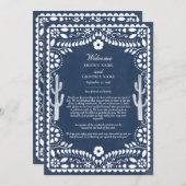 Papel Picado Boda Mexican Wedding Itinerary Programmakaart (Voorkant / Achterkant)