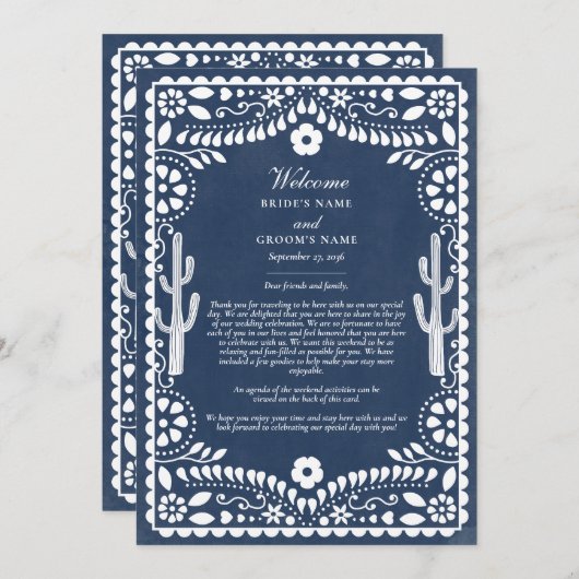 Papel Picado Boda Mexican Wedding Itinerary Programmakaart (Voorkant / Achterkant)