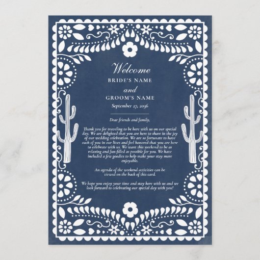 Papel Picado Boda Mexican Wedding Itinerary Programmakaart (Voorkant)