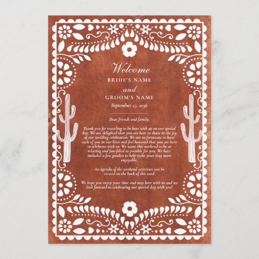 Papel Picado Boda Mexican Wedding Itinerary Programmakaart (Voorkant)