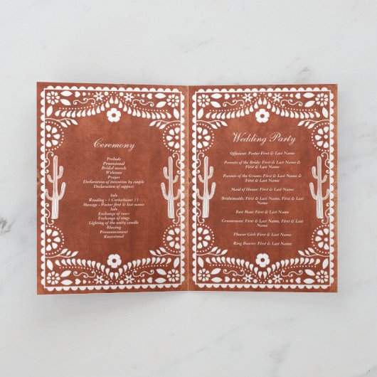Papel Picado Boda Mexican Wedding Order of Service Programma (Binnen)