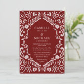 Papel Picado Bourgondië Mexicaanse bruiloft uitnod Kaart (Staand voorkant)