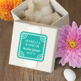 Papel Picado Bright Aqua Huwelijksgunst Sticker