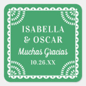 Papel Picado Bright Green Wedding Favoriet Sticker (Voorkant)