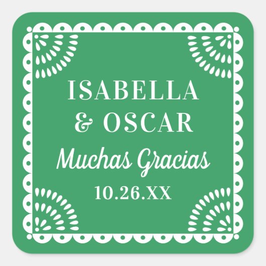 Papel Picado Bright Green Wedding Favoriet Sticker (Voorkant)