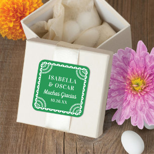 Papel Picado Bright Green Wedding Favoriet Sticker