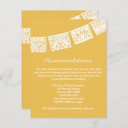 Papel Picado | Bruiloft Accommodaties Kaart (Voorkant / Achterkant)