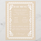 Papel Picado Bruiloft Bar Menu Modern Mexicaans th (Voorkant)