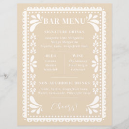 Papel Picado Bruiloft Bar Menu Modern Mexicaans th