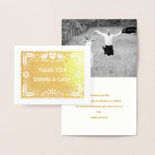 Papel picado bruiloft Dank u foto goud Folie Kaarten