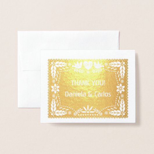 Papel picado bruiloft Dank u foto goud Folie Kaarten (Voorkant met envelop)