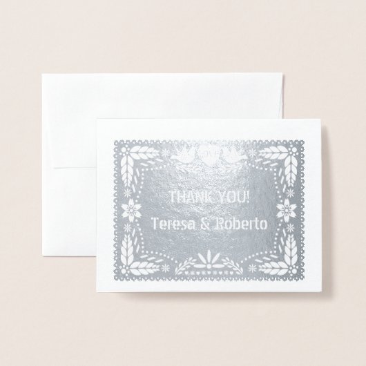 Papel picado bruiloft Dank u foto zilver Folie Kaarten (Voorkant met envelop)