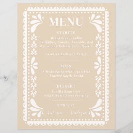 Papel Picado Bruiloft Menu Modern Mexicaans thema