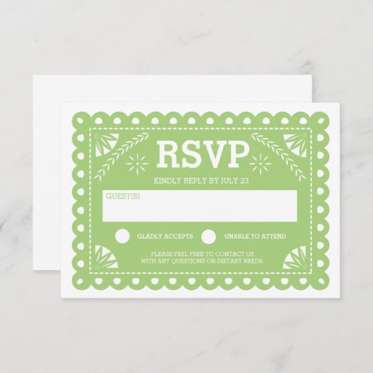 Papel Picado Bruiloft RSVP Groen (Voorkant / Achterkant)