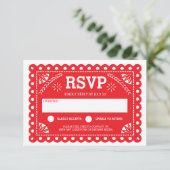 Papel Picado Bruiloft RSVP Rood (Staand voorkant)
