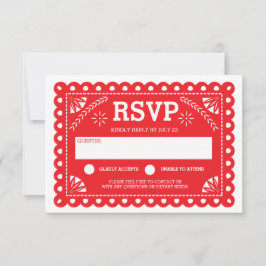 Papel Picado Bruiloft RSVP Rood Kaartje