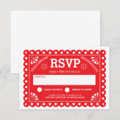Papel Picado Bruiloft RSVP Rood Kaartje (Voorkant / Achterkant)