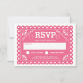Papel Picado Bruiloft RSVP Roze (Voorkant)