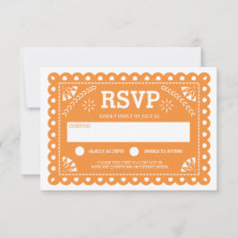 Papel Picado Bruiloft RSVP Sinaasappel