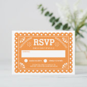 Papel Picado Bruiloft RSVP Sinaasappel (Staand voorkant)