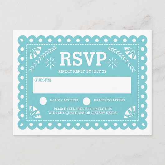 Papel Picado Bruiloft RSVP Uitnodiging Briefkaart (Voorkant)