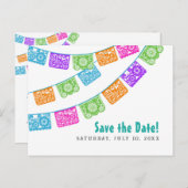 Papel Picado Bruiloft Save the Date briefkaart (Voorkant / Achterkant)