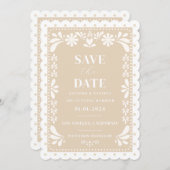 Papel Picado Bruiloft Save the Date Uitnodiging (Voorkant / Achterkant)