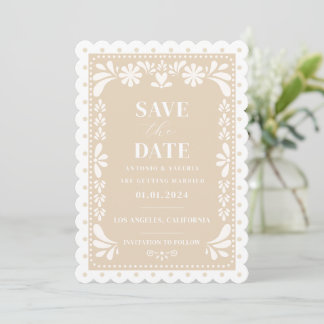 Papel Picado Bruiloft Save the Date Uitnodiging