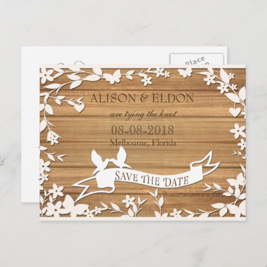 Papel Picado bruiloft uitnodiging - mooie duiven (Voorkant / Achterkant)