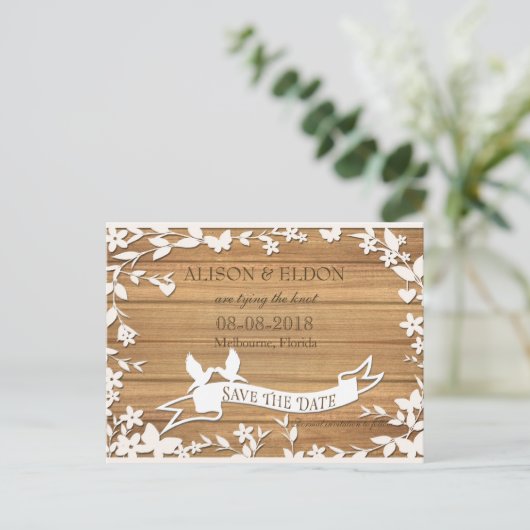 Papel Picado bruiloft uitnodiging - mooie duiven (Staand voorkant)