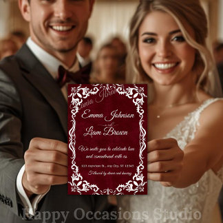 Papel Picado Burgundy Mexican Wedding Invitation Kaart