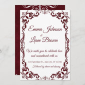 Papel Picado Burgundy Mexican Wedding Invitation Kaart (Voorkant / Achterkant)