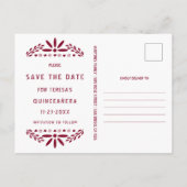 Papel picado burgundy QUINCEAÑERA Save the Date Aankondigingskaart (Achterkant)