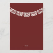 Papel Picado Burgundy & White Wedding Invitation Kaart (Achterkant)