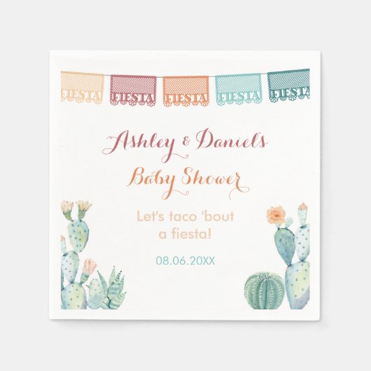 Papel Picado Cacti Mexican Theme Shower Party Servet (Voorkant)