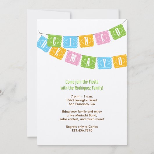Papel Picado Cinco de Mayo Uitnodiging (Voorkant)