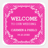 Papel Picado Colorful Mexican Weddenschap Welkomst Vierkante Sticker (Voorkant)