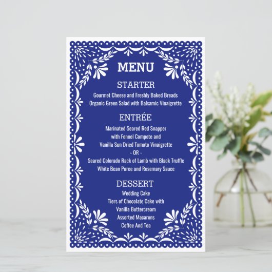 Papel Picado Colorful Mexican Wedding Menu (Staand voorkant)