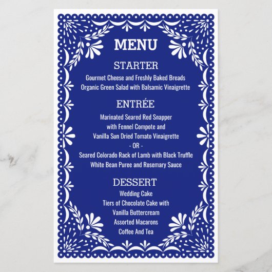Papel Picado Colorful Mexican Wedding Menu (Voorkant)
