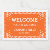 Papel Picado Colorful Mexican Wedding Sparkling Wijnetiket (Enkel label)